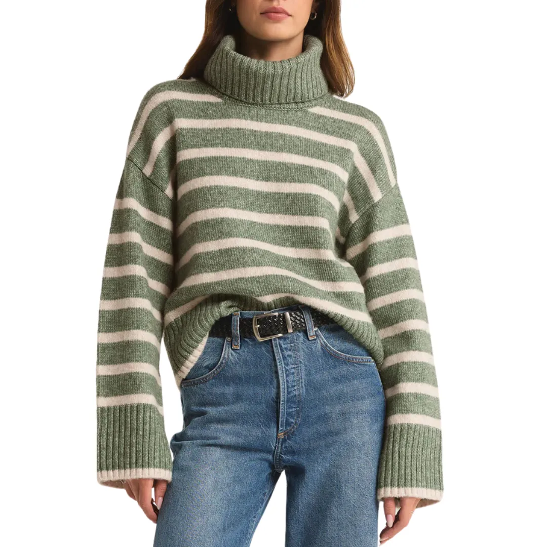 JOSEPHINE STRIPE SWEATER PALM GREEN