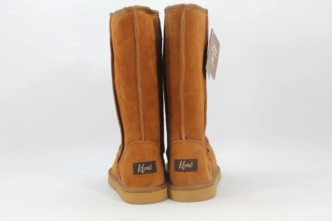 Kemi Tall Sheepskin Women's Brown Boots 8M(ZAP13303)