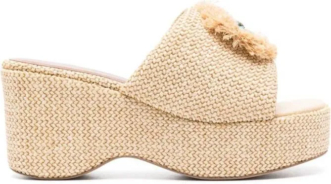 Kurt Geiger London Kensington 80mm wedge mules Neutrals