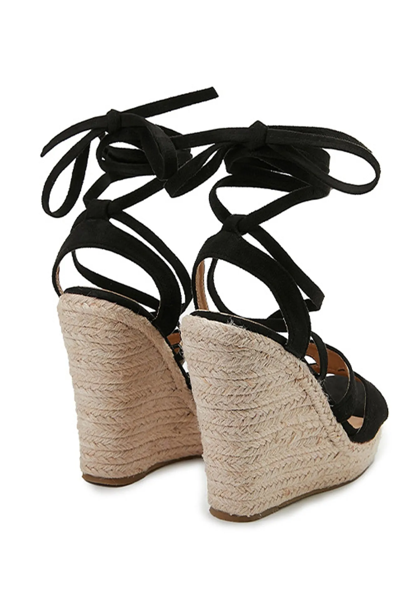 Lace Up Espadrille Wedges Sandals