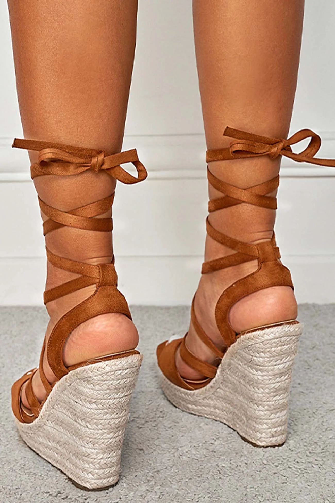 Lace Up Espadrille Wedges Sandals