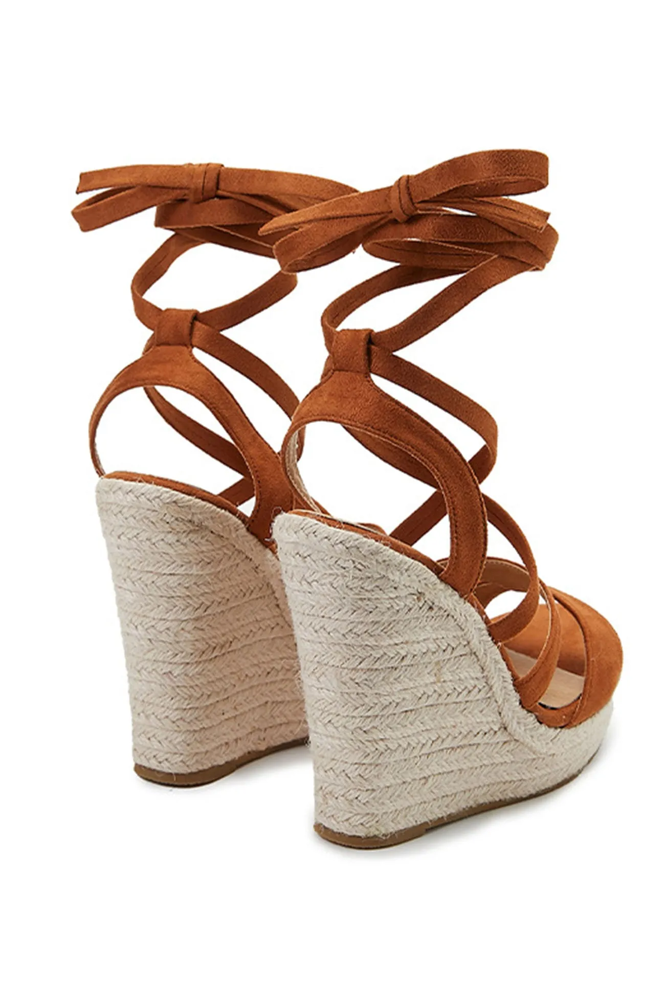 Lace Up Espadrille Wedges Sandals