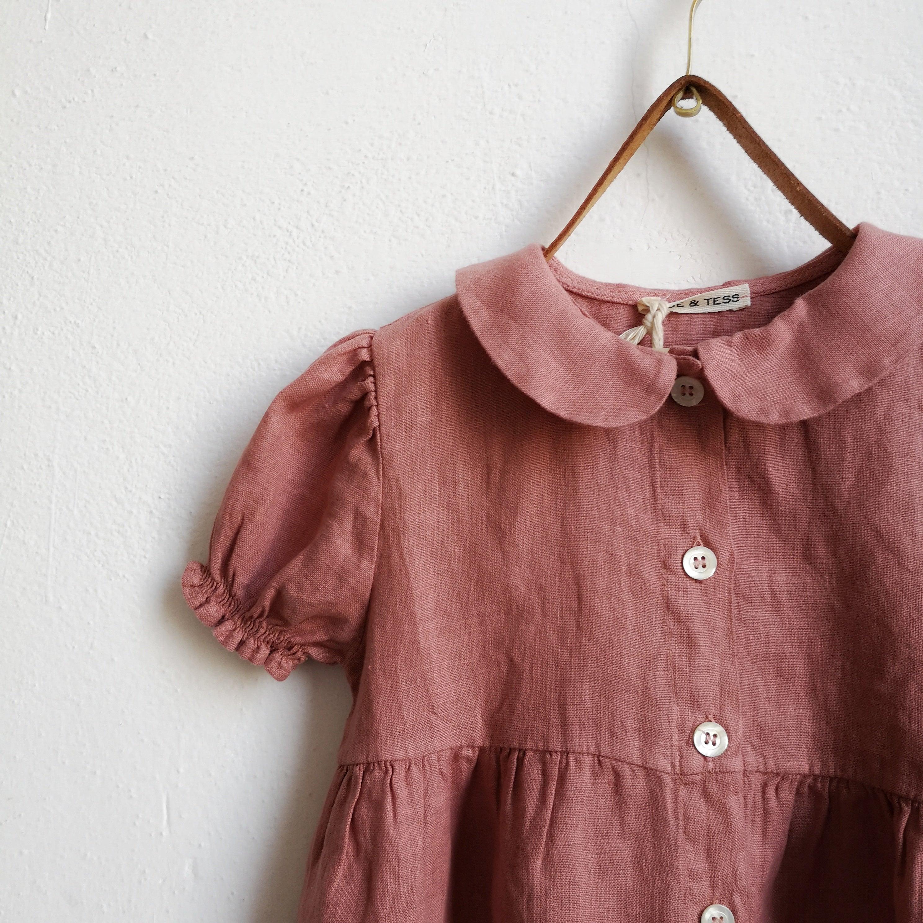 Long linen dress-DUSTY ROSE