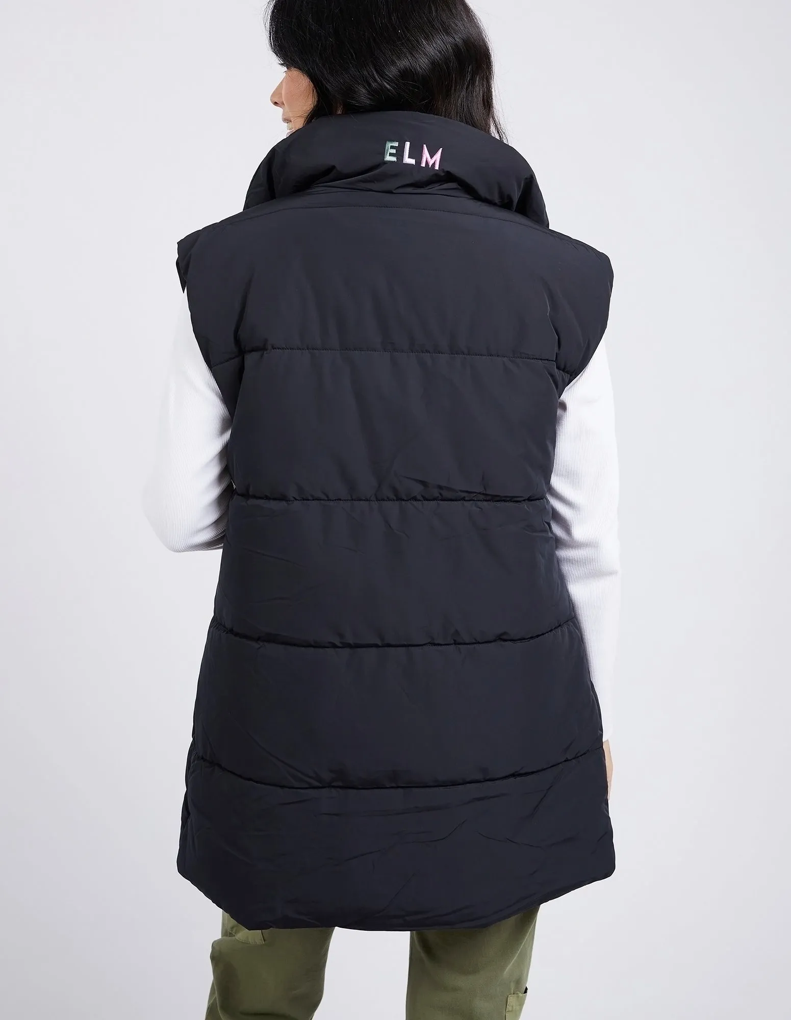 Longline Puffer Vest Black