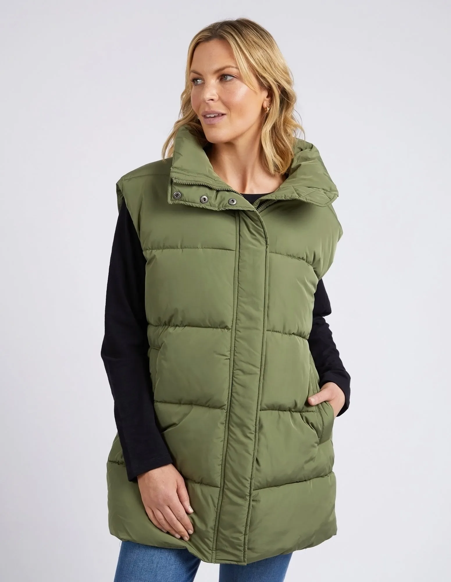 Longline Puffer Vest Four Leaf Clover