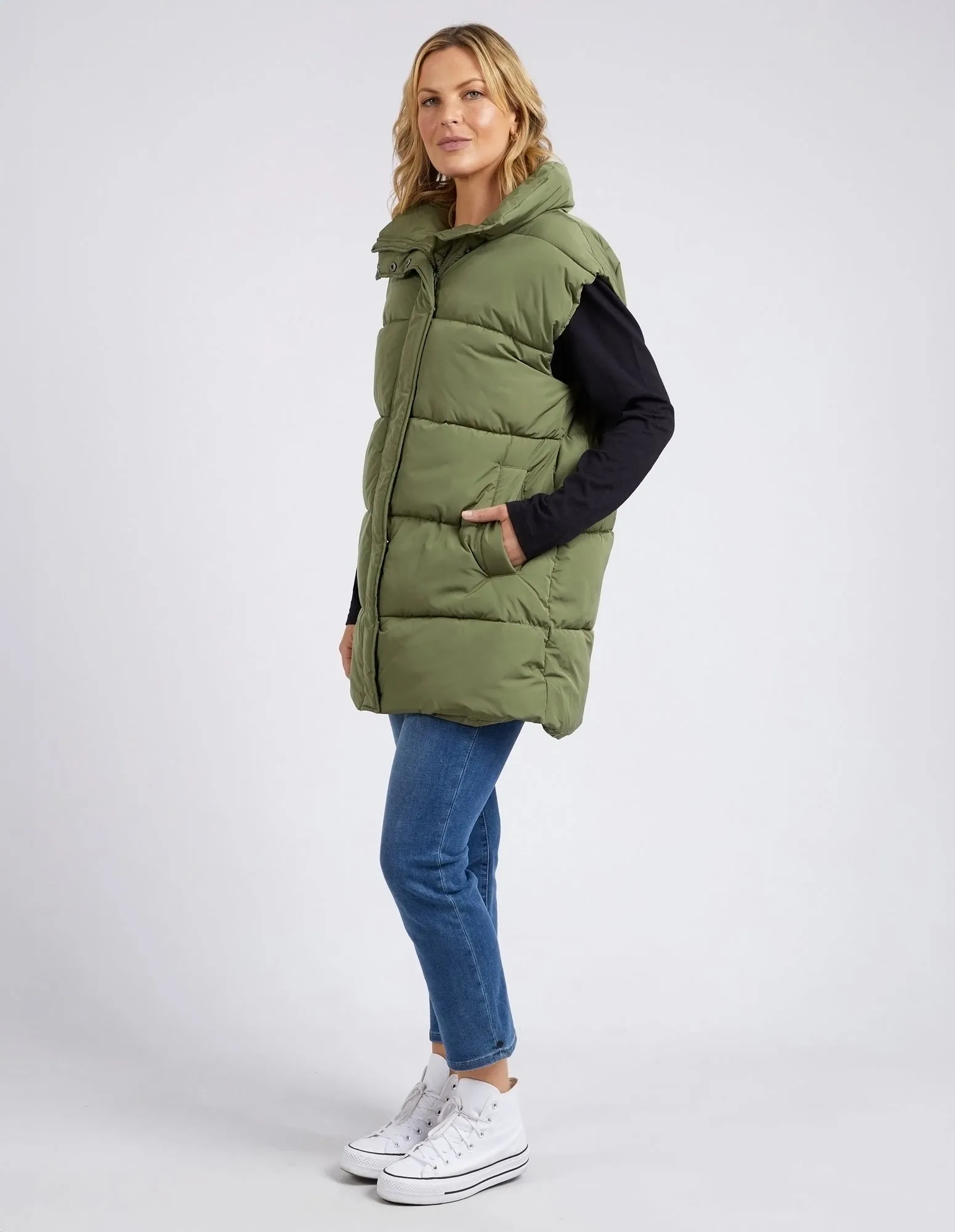 Longline Puffer Vest Four Leaf Clover