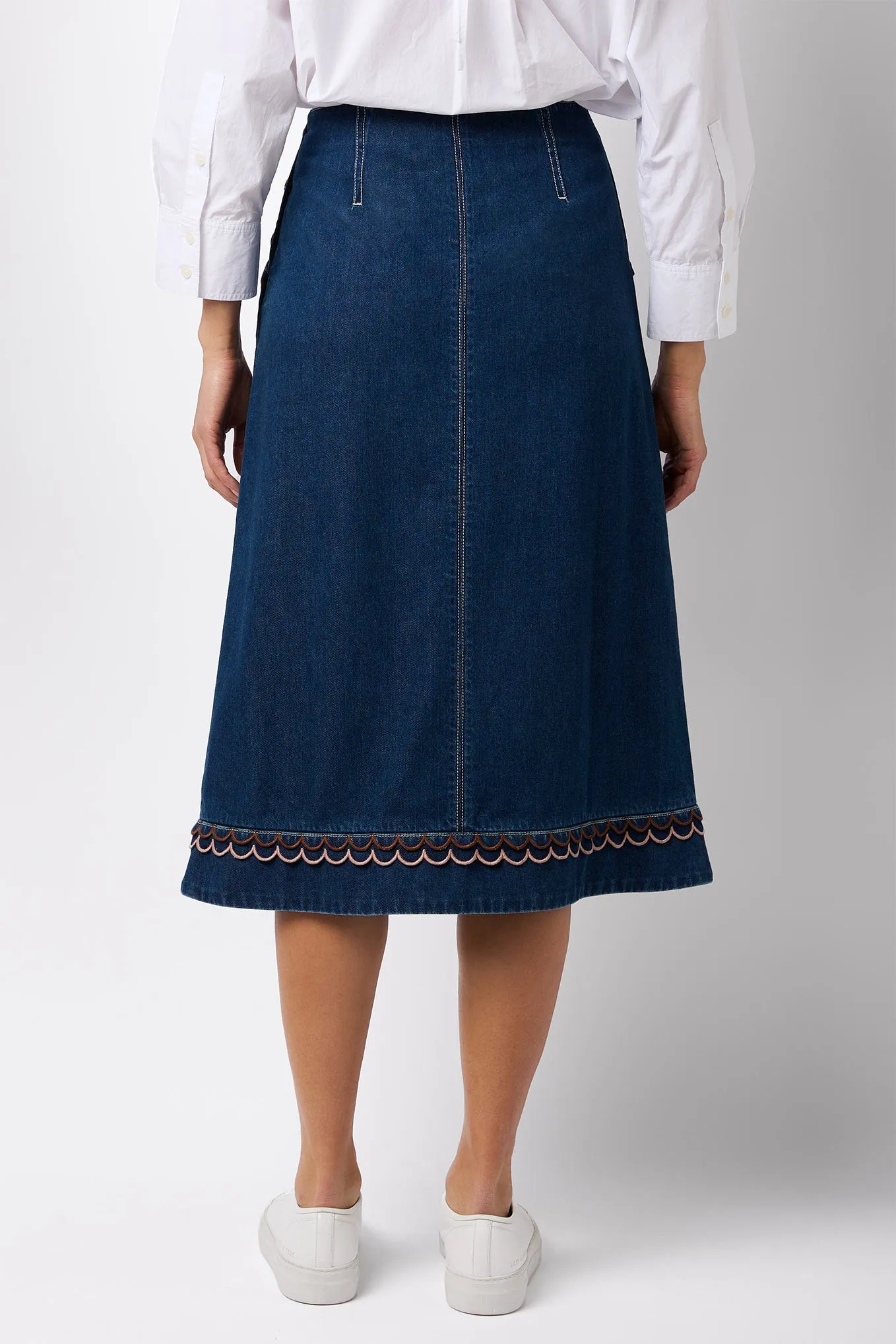 Lucie Embroidered Skirt - Dark Wash