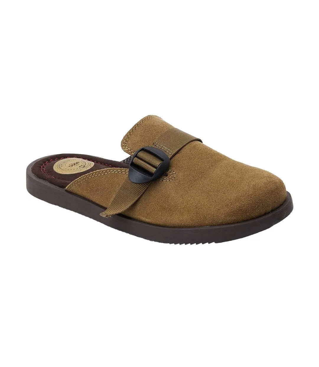 Mens taurus suede slip-on mules taupe Base London