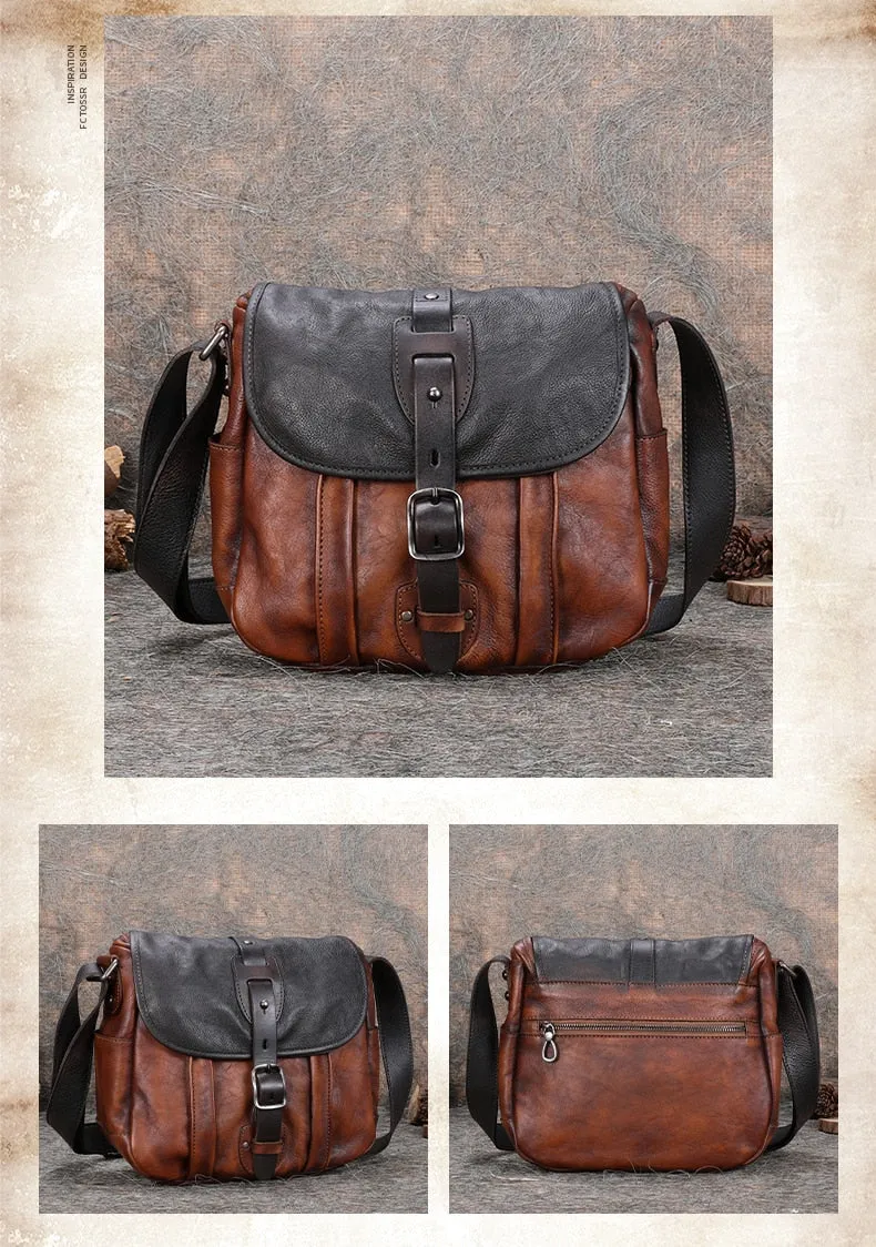 Men's Vintage Retro Casual Genuine Leather Small Crossbody Messenger Bag