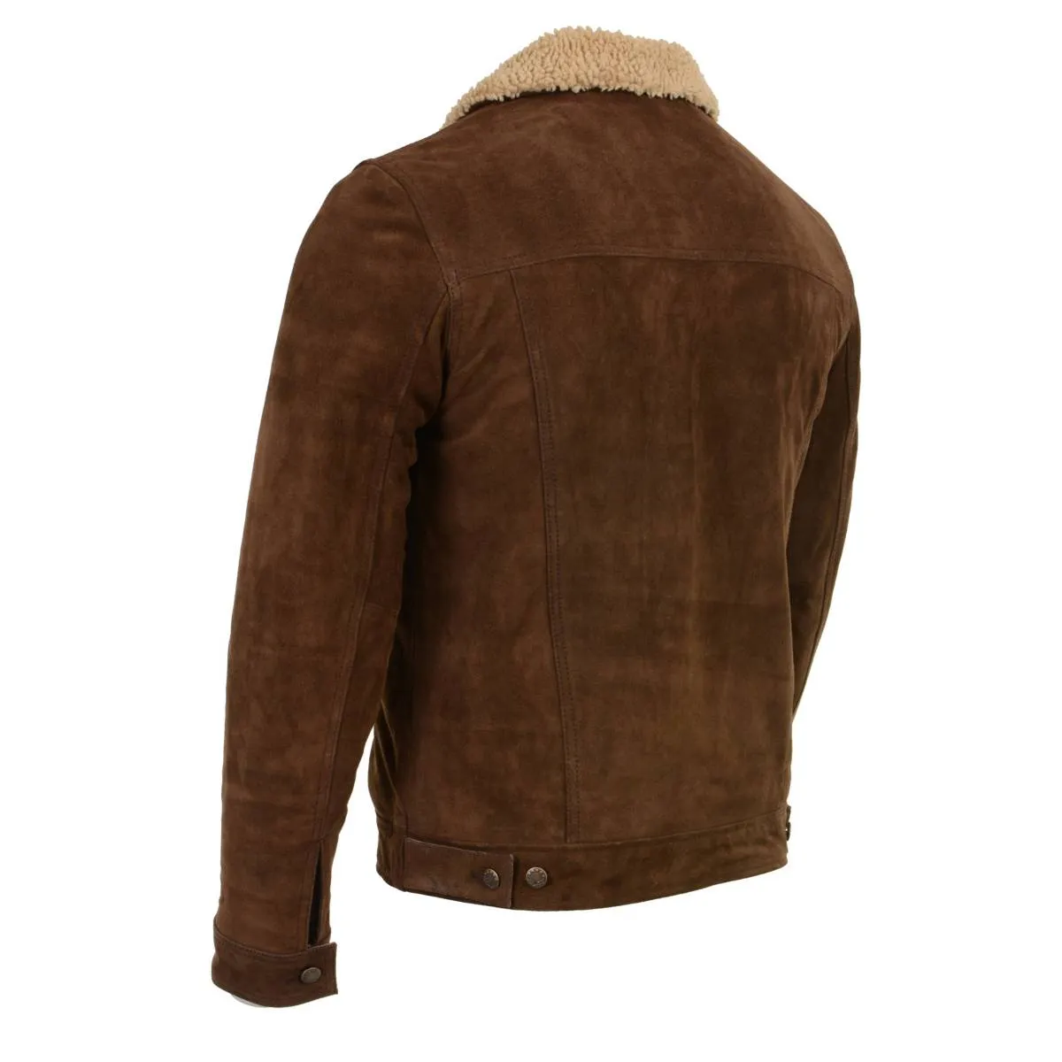 Men's Vintage Suede Leather Coat W/ Shearling Lining