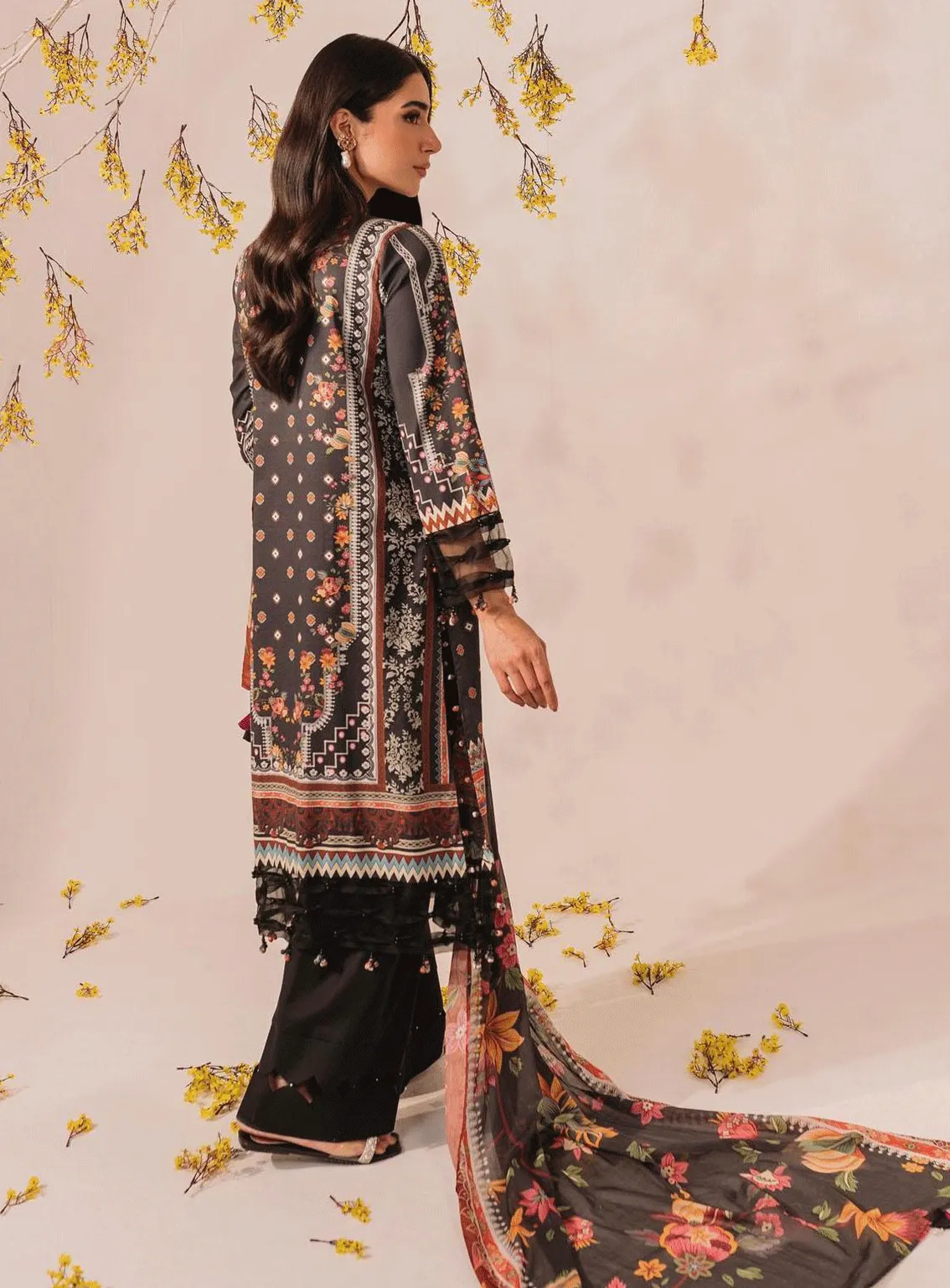 Meraki by Asifa & Nabeel Embroidered Lawn Unstitched 3 Piece Suit - AN23SL MKL-12