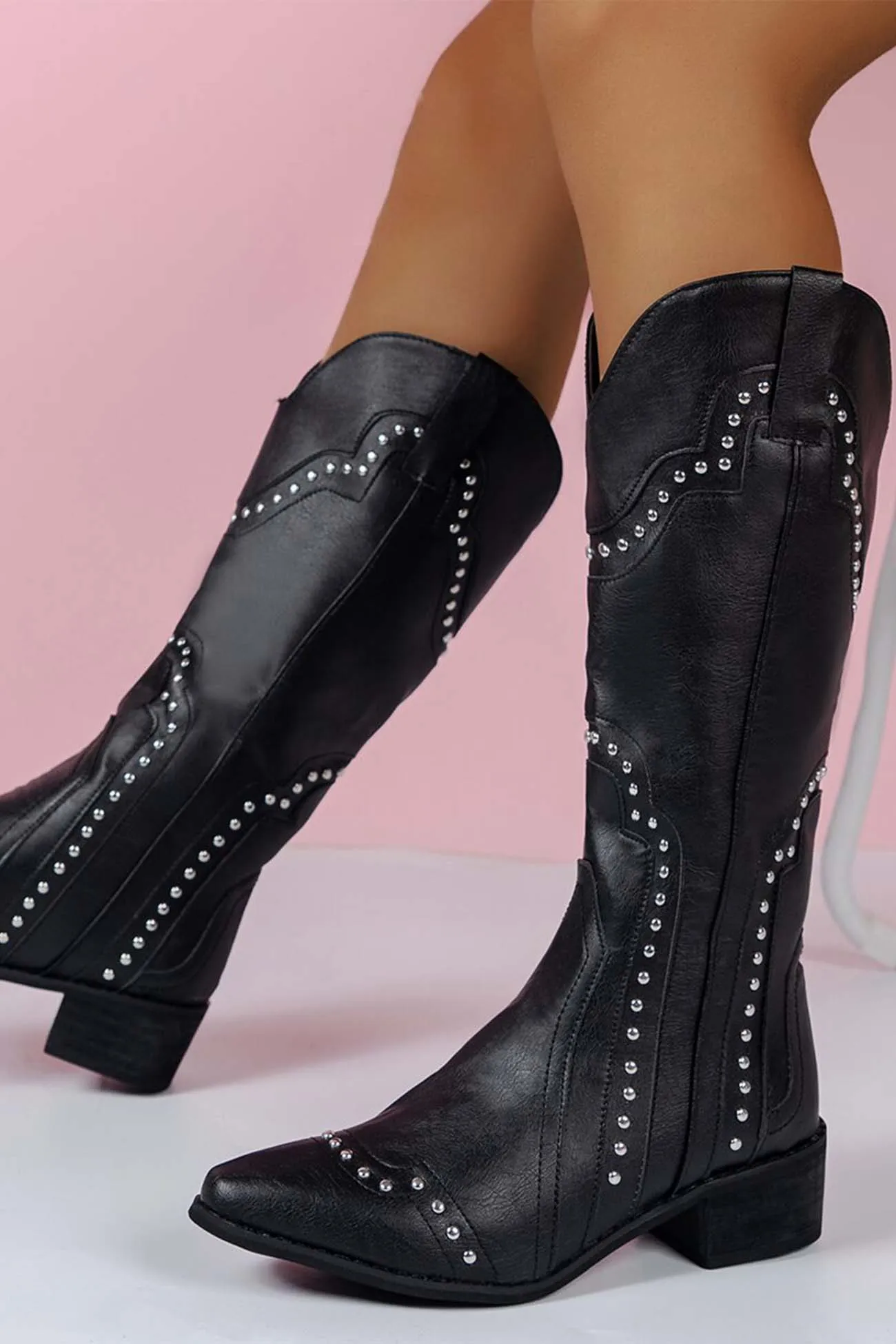 Mid-Calf Studded Western Boots