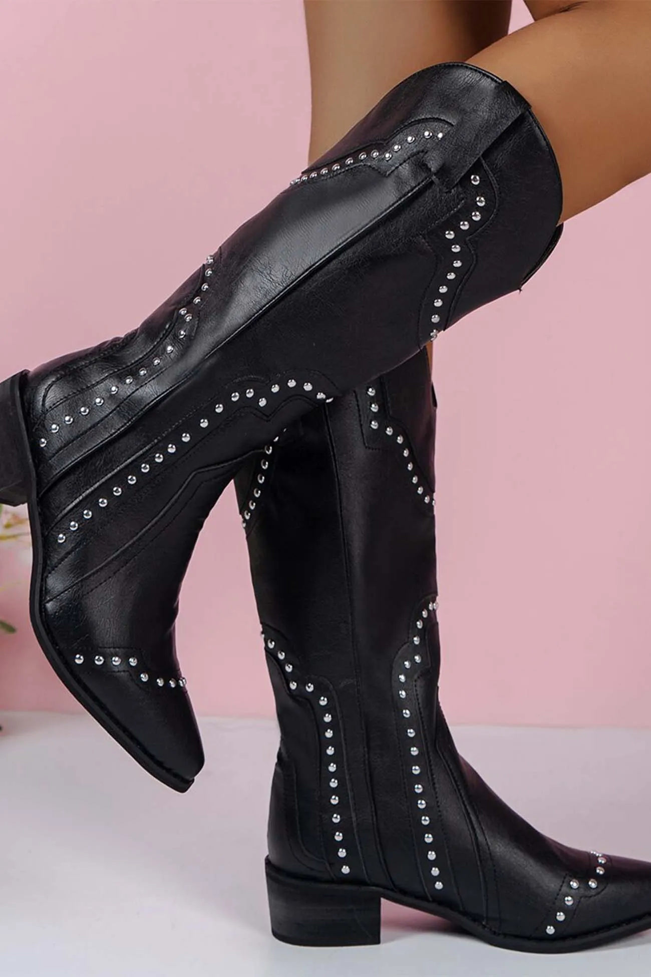 Mid-Calf Studded Western Boots