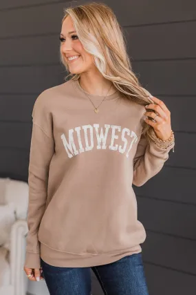 Midwest Graphic Crew Neck Pullover- Taupe