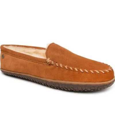 Minnetonka Men's Suede Sheepskin Tobie Slippers