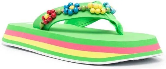 MSGM bead-embellished flip flops Green