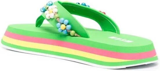 MSGM bead-embellished flip flops Green