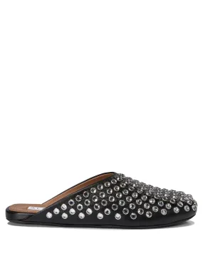 Mules With Rhinestones Loafers & Slippers Black