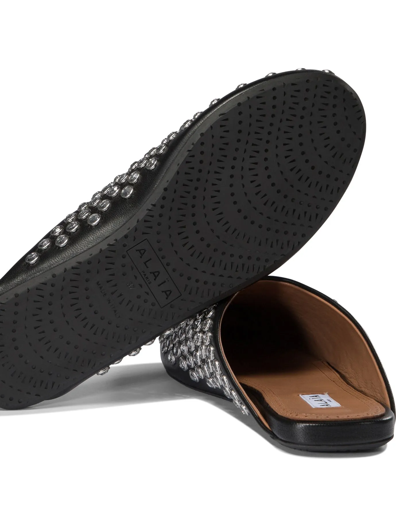 Mules With Rhinestones Loafers & Slippers Black