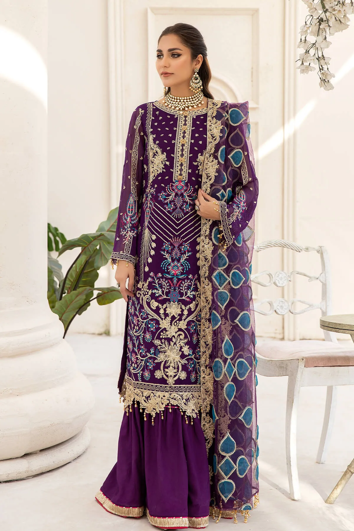 Naqsh Majestic By Imrozia Premium Unstitched Chiffon 3Pc Suit M-60 Zara