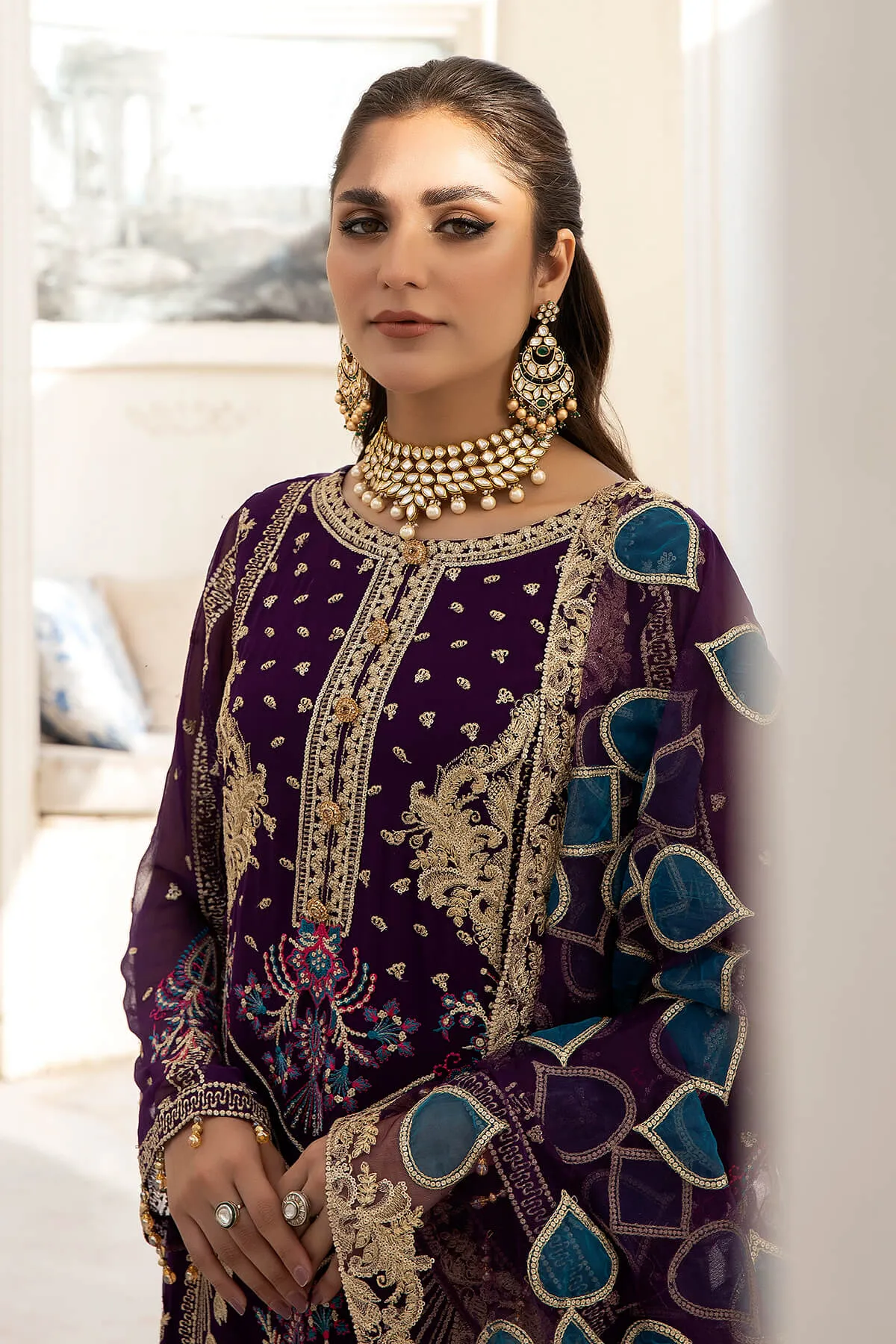 Naqsh Majestic By Imrozia Premium Unstitched Chiffon 3Pc Suit M-60 Zara