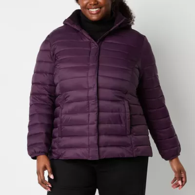 new!St. John's Bay Womens Plus Adaptive Midweight Puffer Jacket