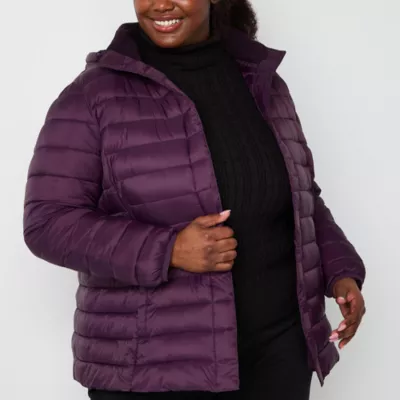 new!St. John's Bay Womens Plus Adaptive Midweight Puffer Jacket