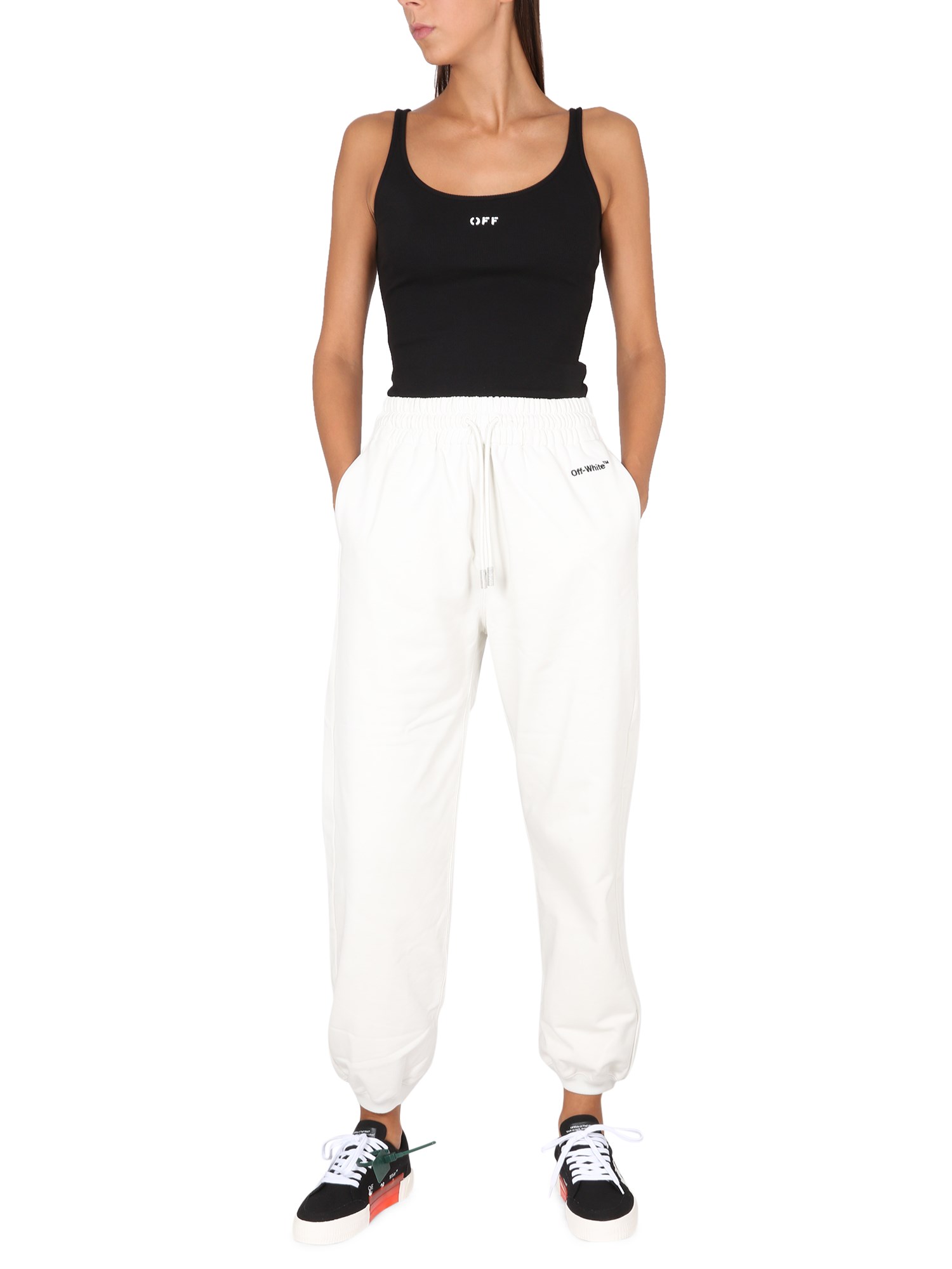 OFF-WHITE    COTTON JOGGING PANTS WITH LOGO