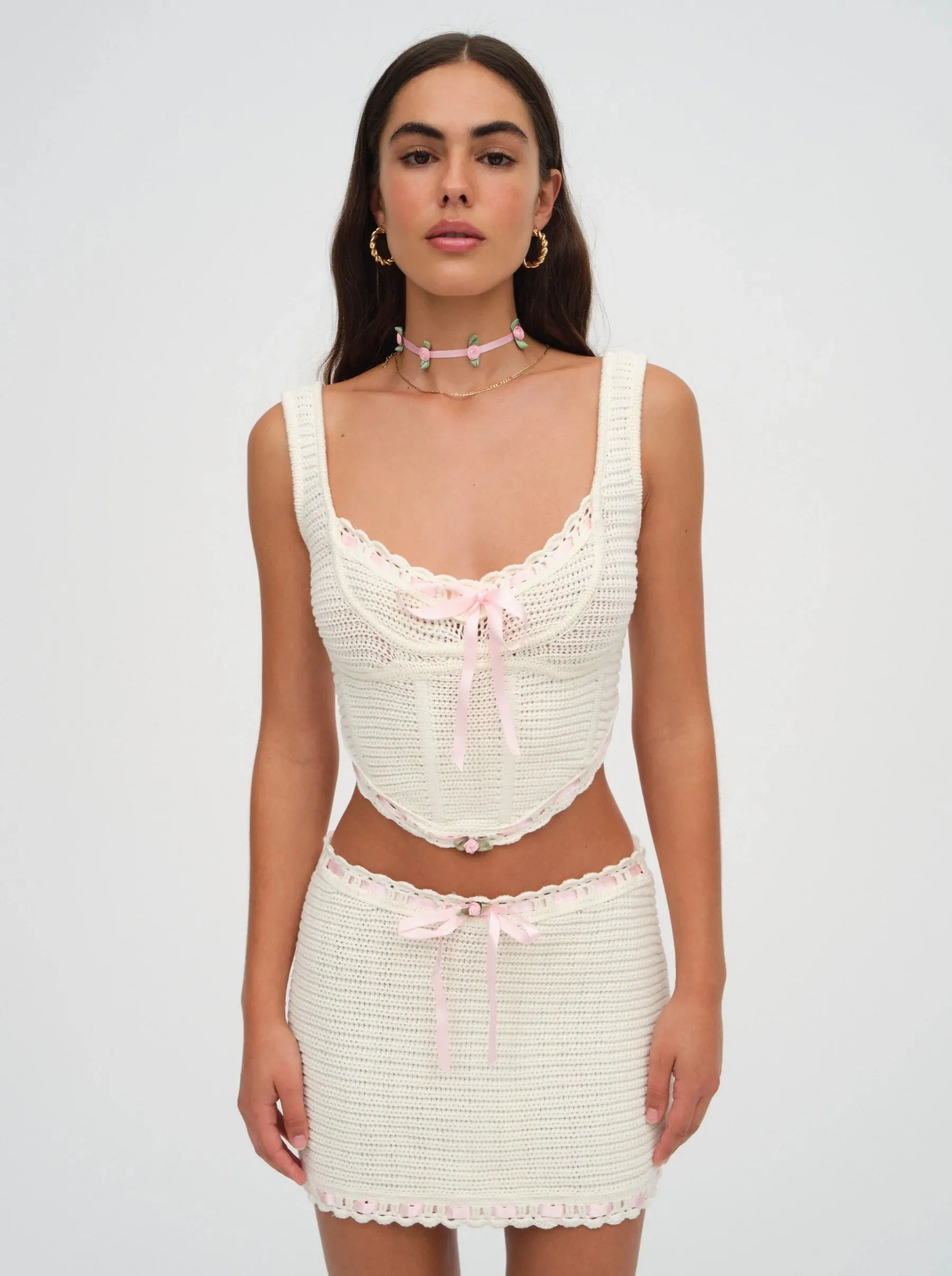 Olina Crochet Top in Cream