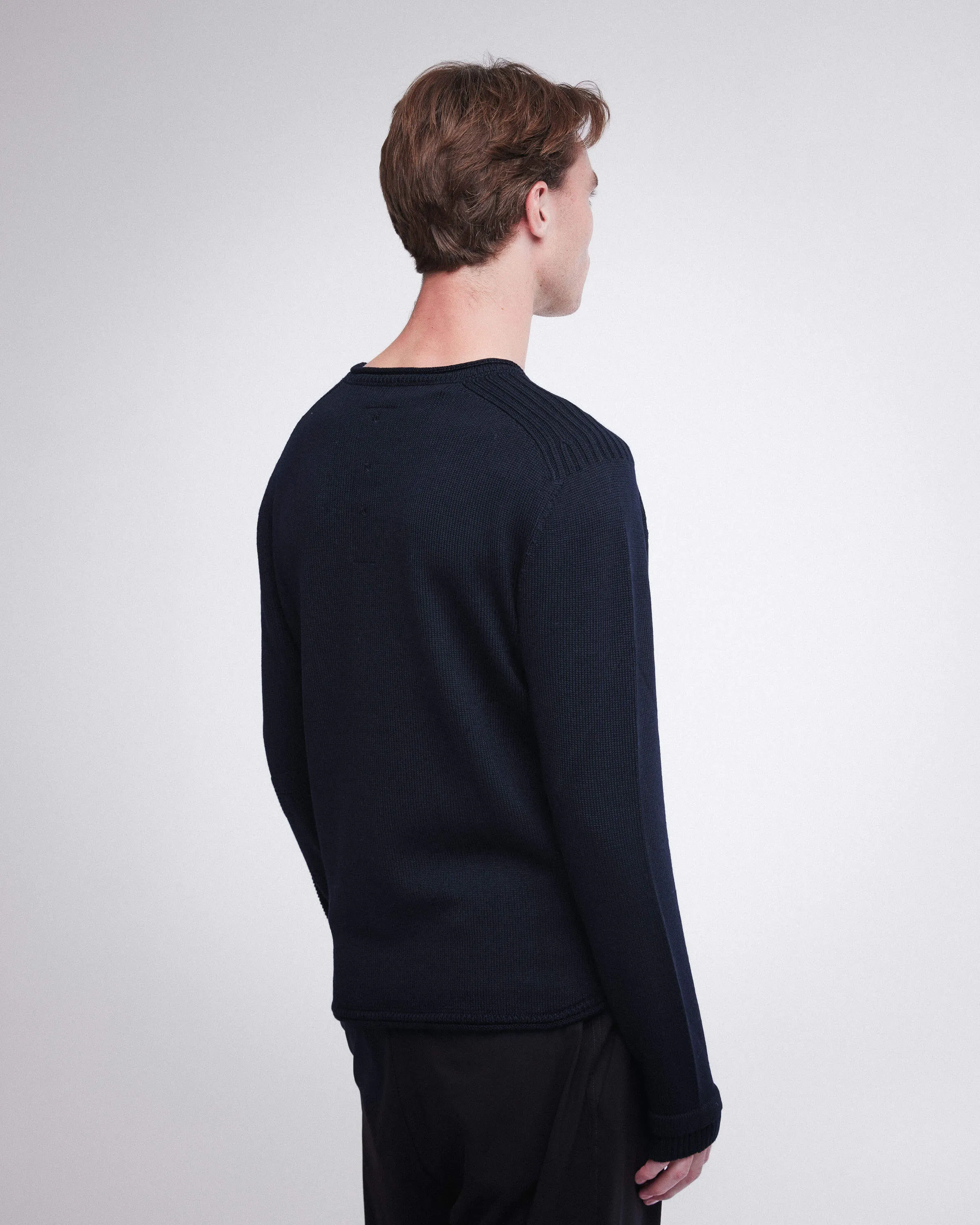 Oversized Crewneck Wool Sweater Blue PMG05300