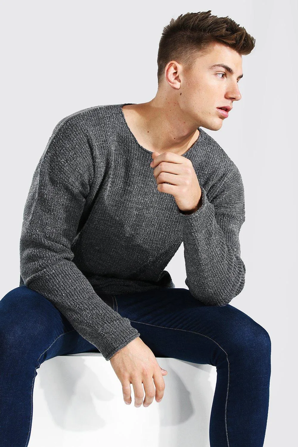 Oversized Textured Knitted Sweater