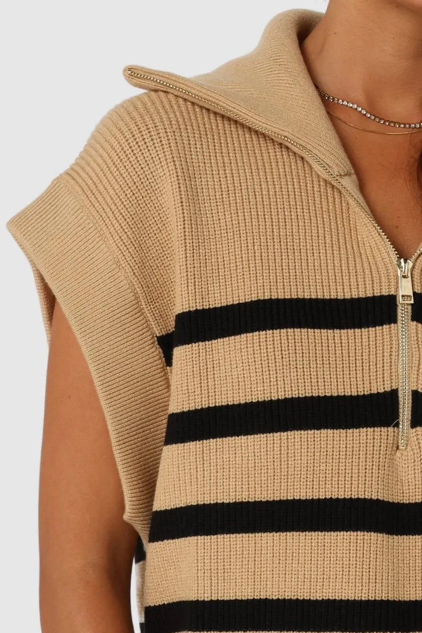 Owen Knit Vest | Latte/Black