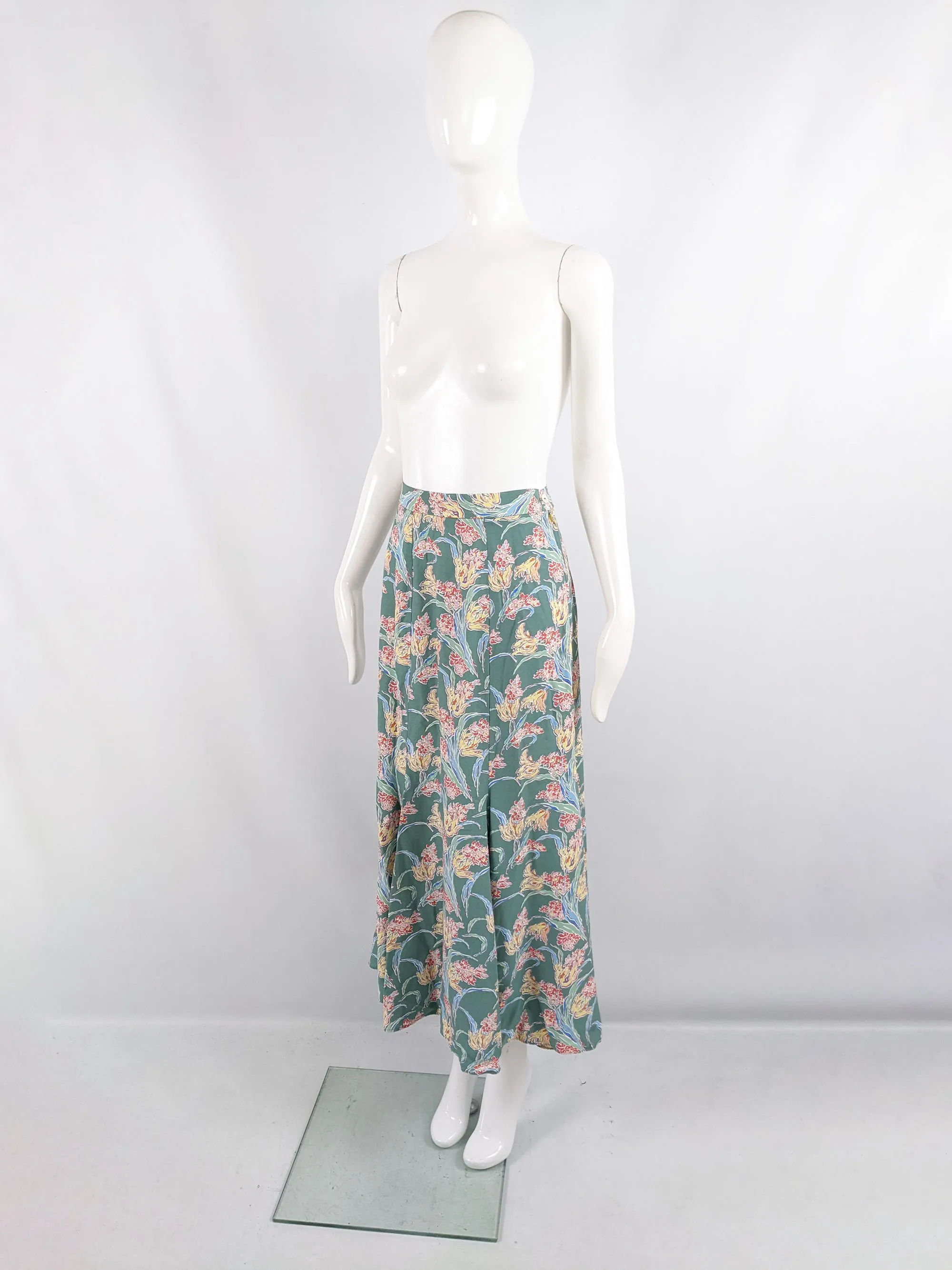 Paddy Campbell Vintage 30s Style Art Deco Floral Print Skirt, 1980s