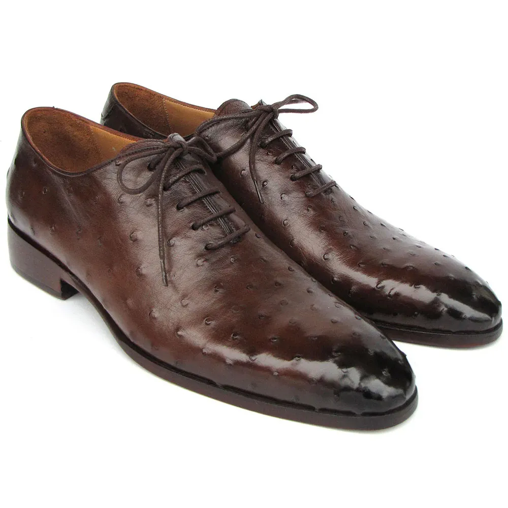 Paul Parkman Genuine Ostrich Oxfords Brown