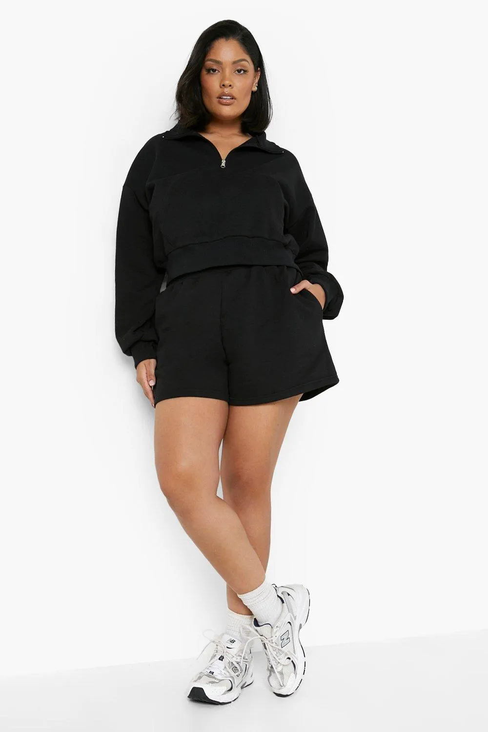 Plus Half Zip Sweater Short Tracksuit