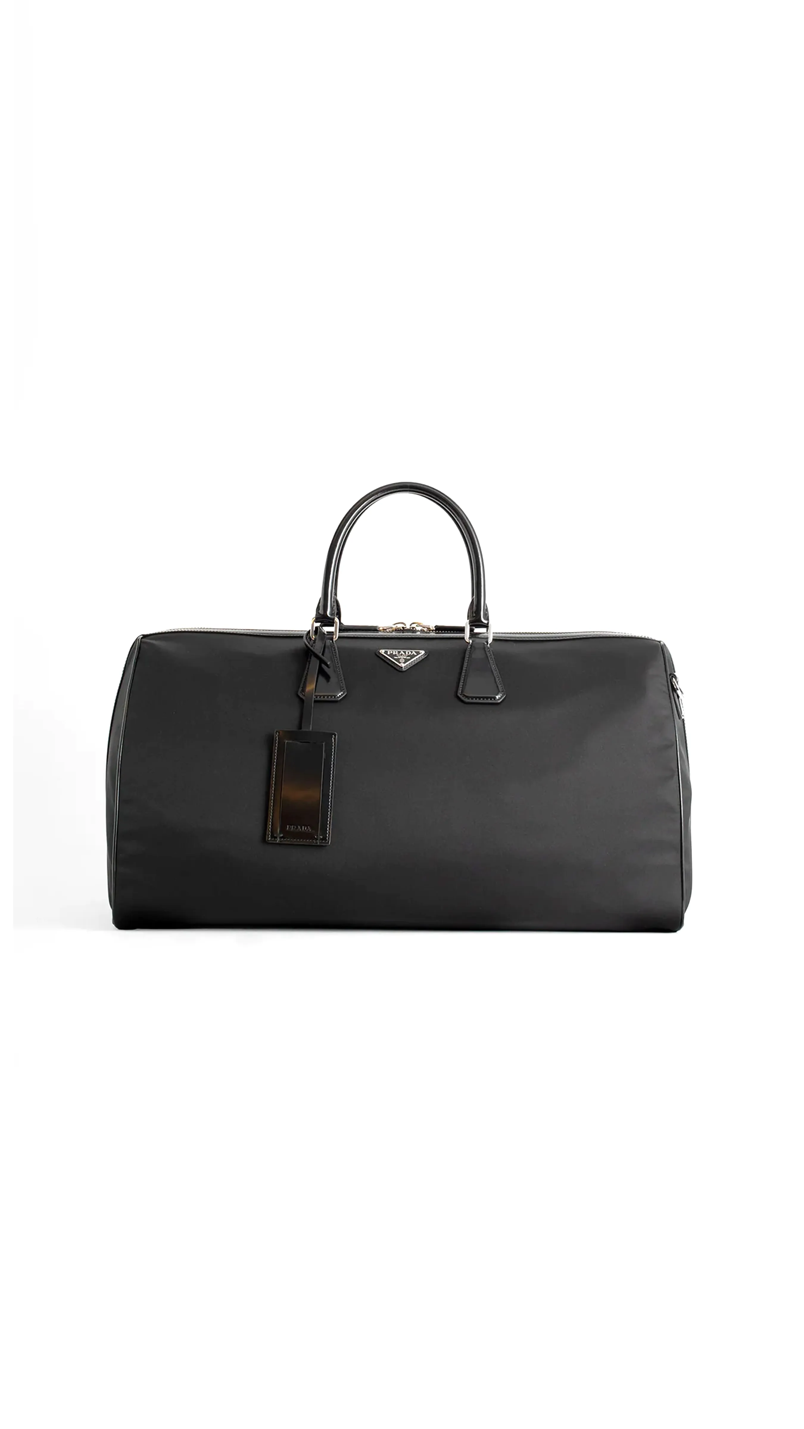 Re-Nylon And Brushed Leather Duffel Bag - Black