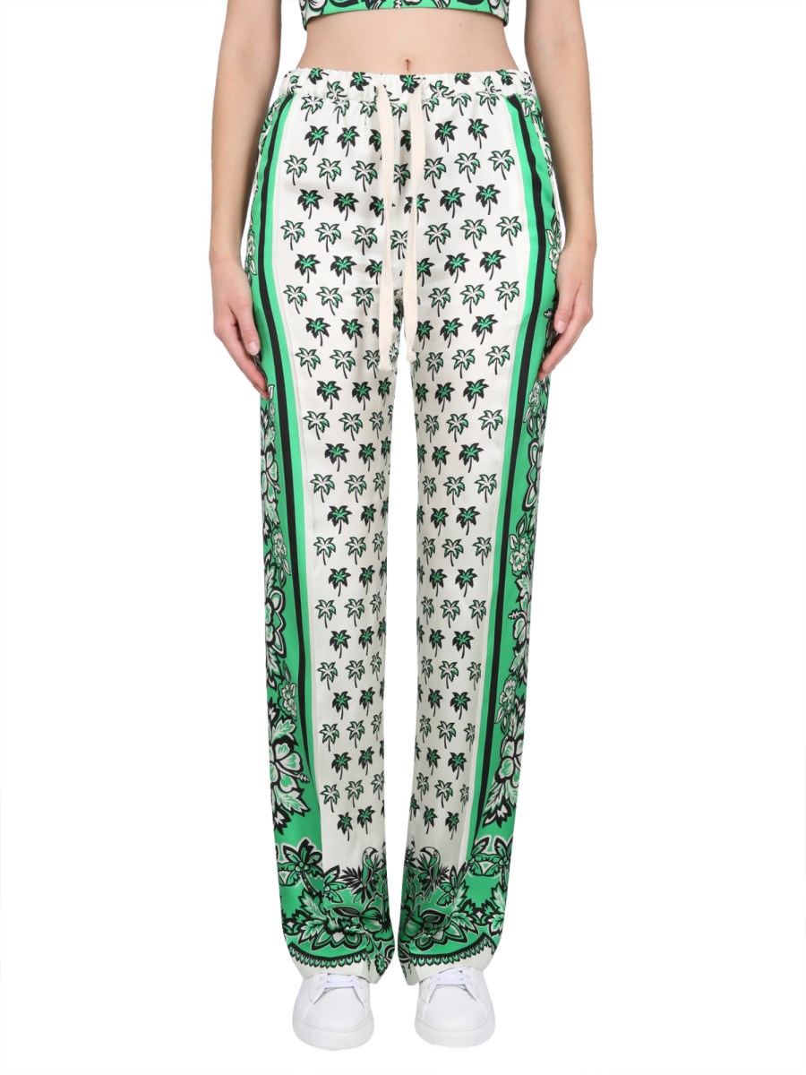 RED VALENTINO    SILK TWILL PANTS WITH BANDANA PRINT