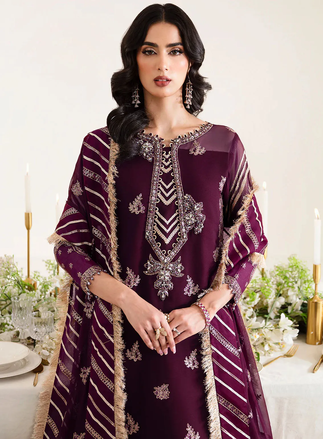 Reena By Alizeh Handcrafted Wedding Edit Chiffon 3 Piece Unstitched Suit ALZ24R AF-HM-4019 LAUREL