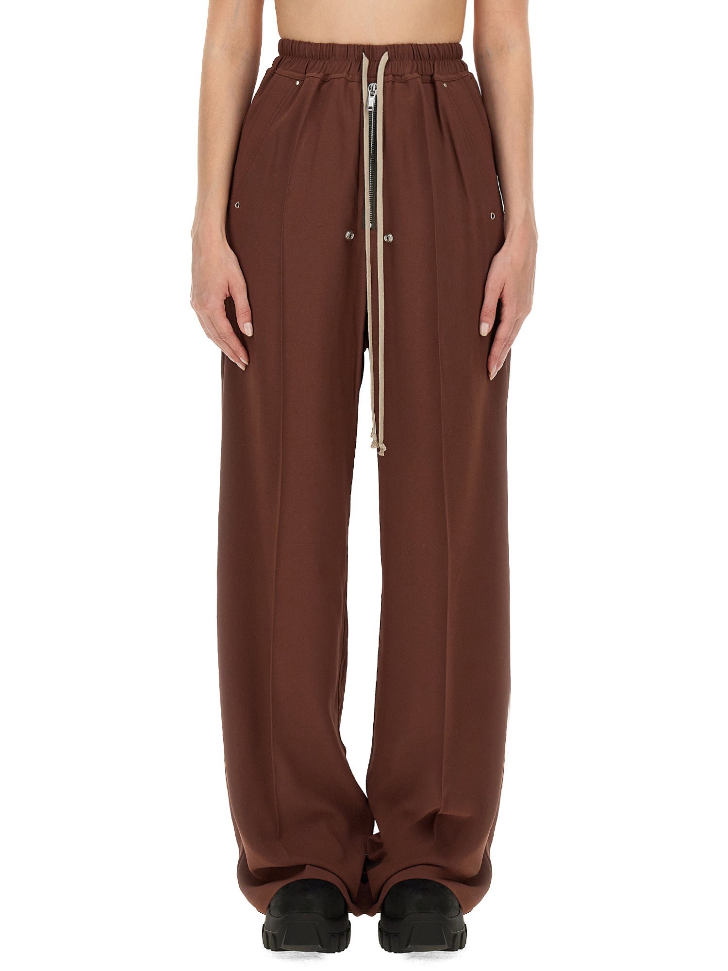 RICK OWENS    VISCOSE BLEND WIDE LEG PANTS