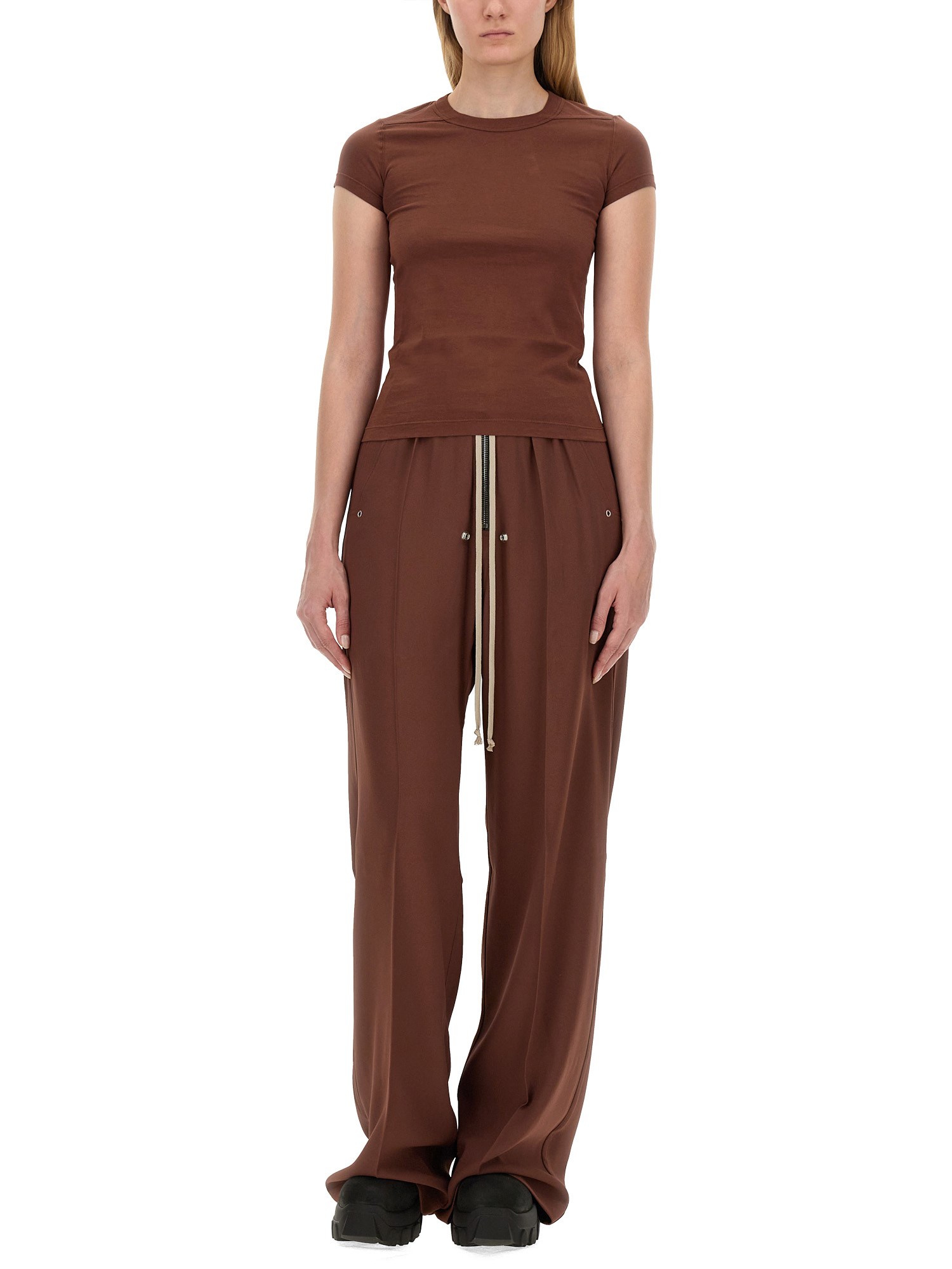 RICK OWENS    VISCOSE BLEND WIDE LEG PANTS