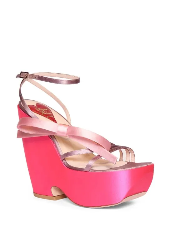 Roger Vivier   100mm Choc Bow satin wedges 