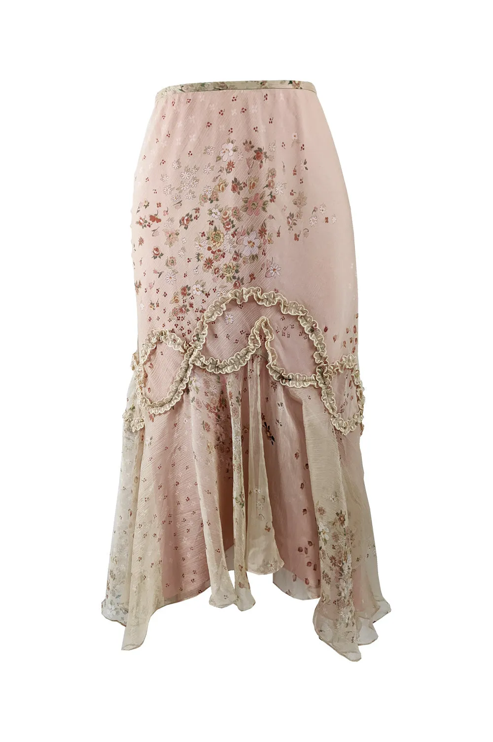 Ronit Zilkha Vintage Cream Silk Chiffon & Pink Fairy Skirt, 2000s