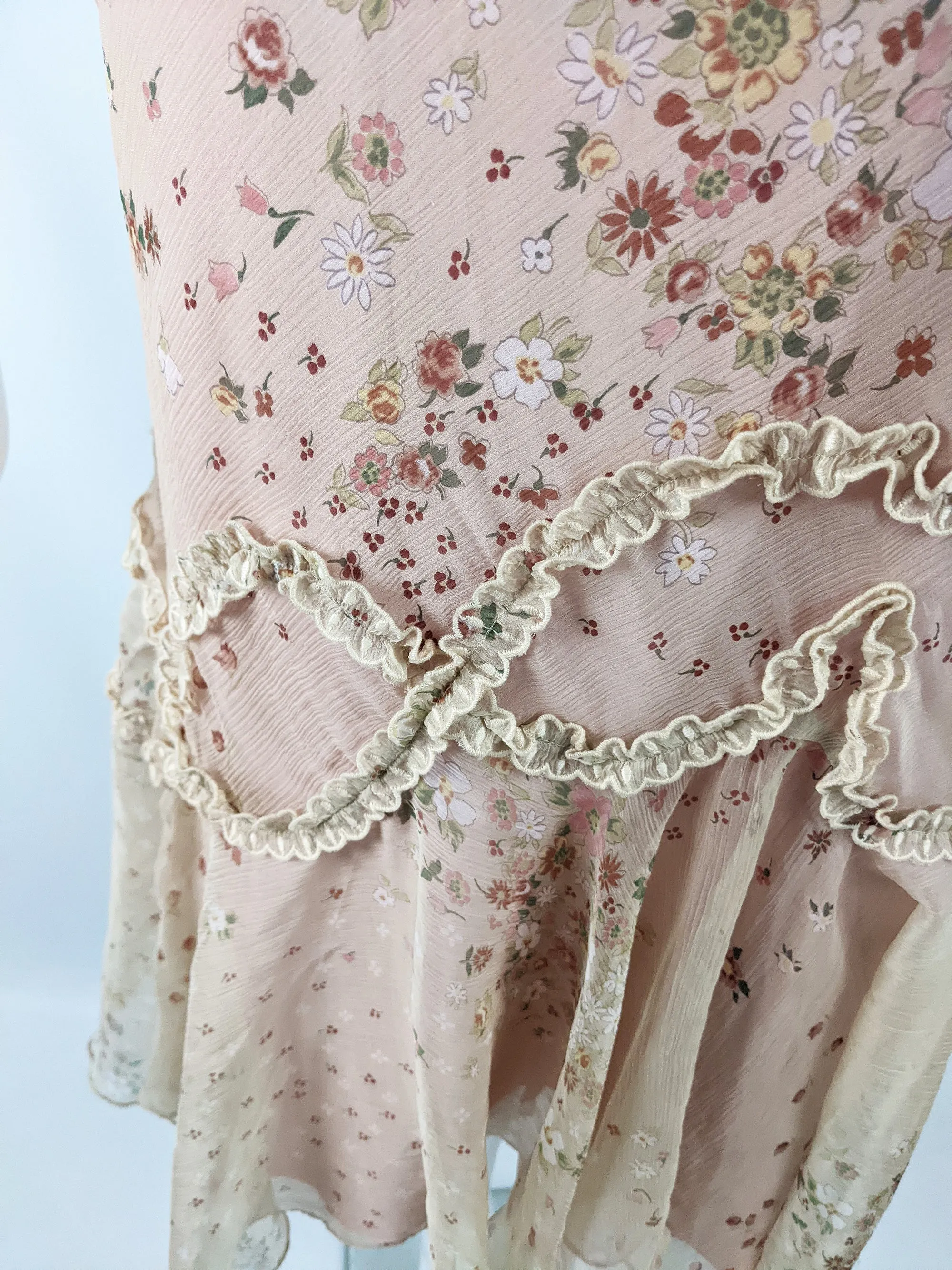 Ronit Zilkha Vintage Cream Silk Chiffon & Pink Fairy Skirt, 2000s