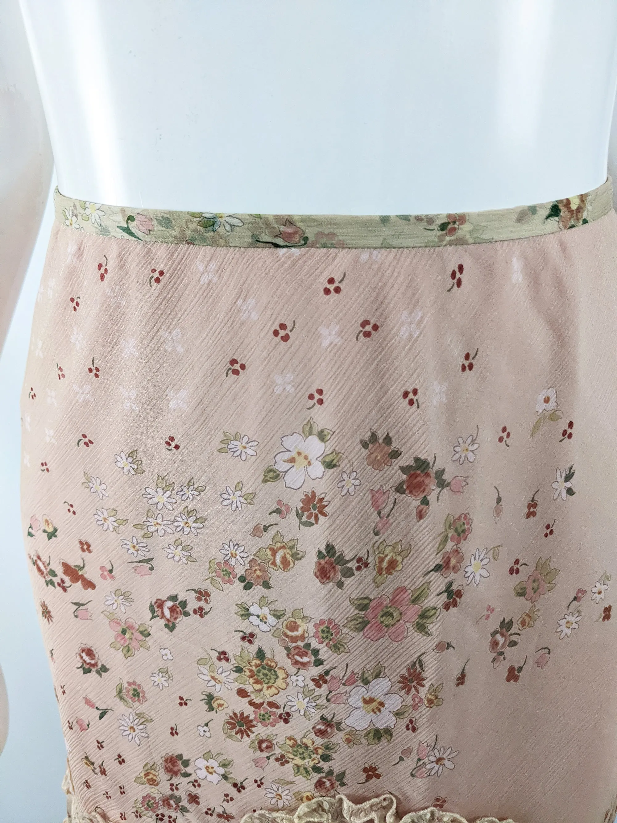 Ronit Zilkha Vintage Cream Silk Chiffon & Pink Fairy Skirt, 2000s