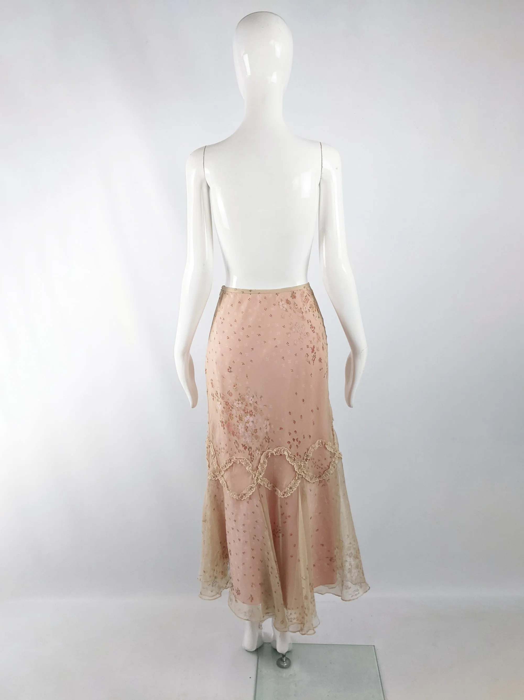 Ronit Zilkha Vintage Cream Silk Chiffon & Pink Fairy Skirt, 2000s