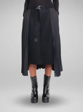 SACAI | Suiting x Wool Melton Skirt With Pleating