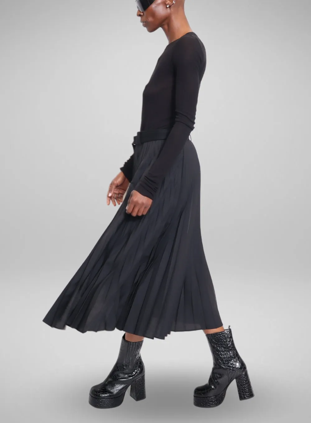 SACAI | Suiting x Wool Melton Skirt With Pleating