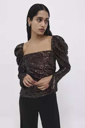 Simkhai Allura Hammered Sequin Top Sablet