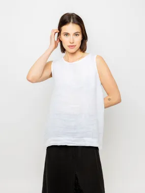 Sleeveless Linen Top - White