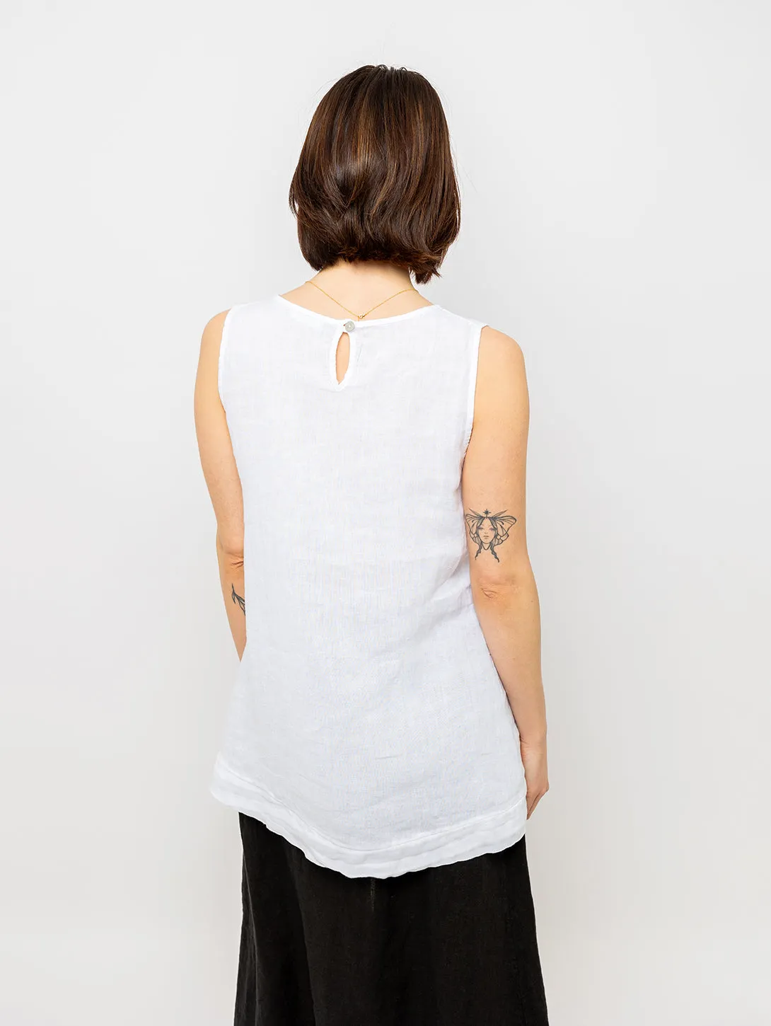 Sleeveless Linen Top - White